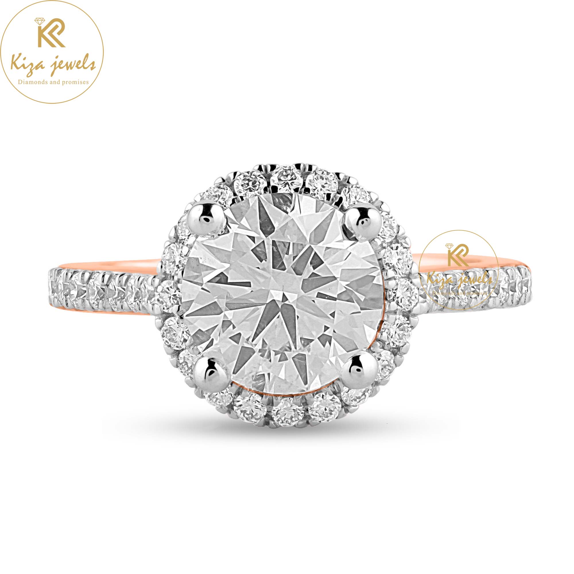 2.71 TDW Round Cut Women's Halo Diamond Ring