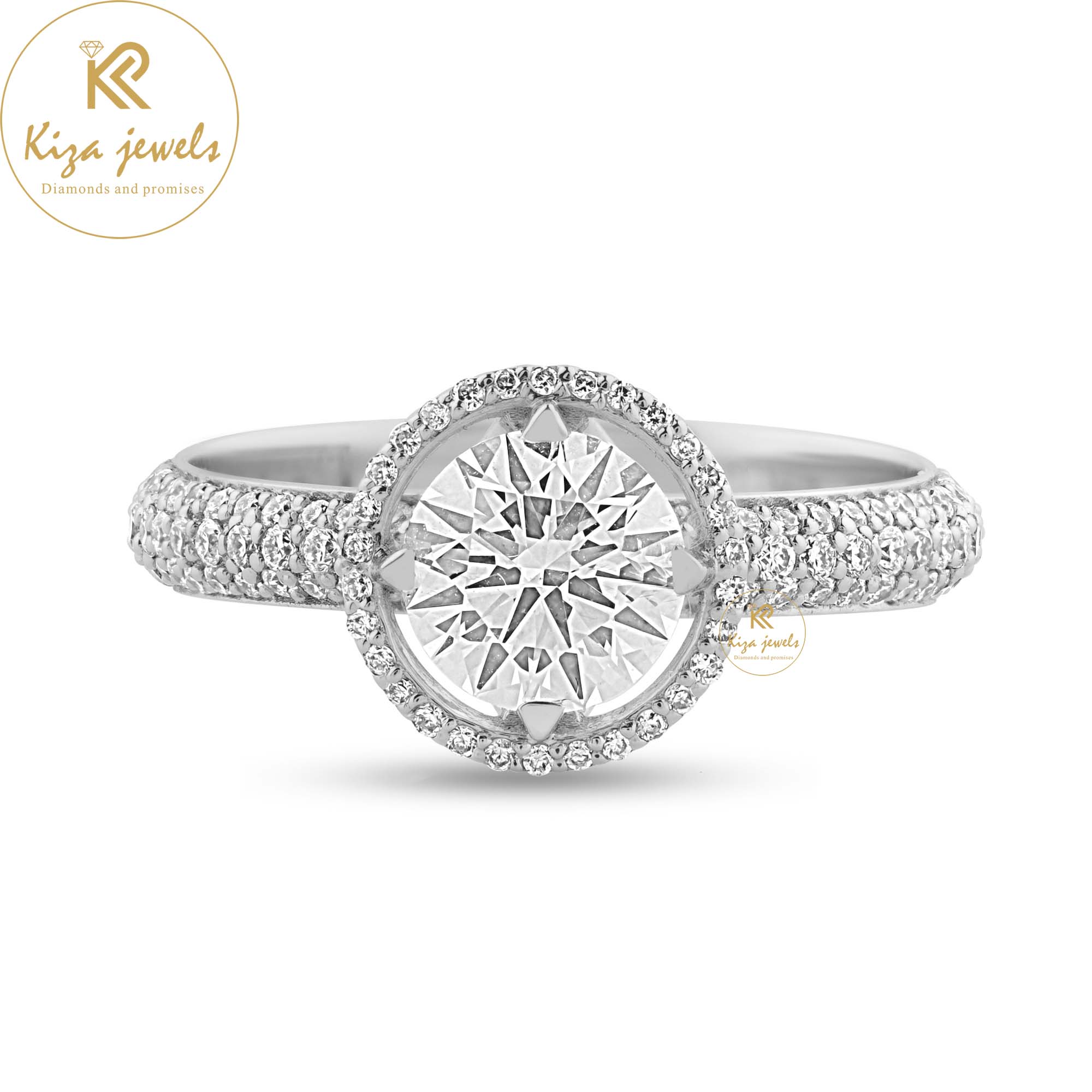 1.425 TDW Round Cut Women's Diamond Halo Ring