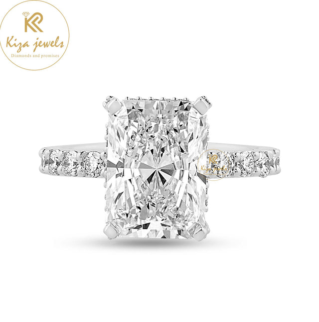 3.90 TDW Radiant & Round Cut Women's Hidden Halo Diamond Ring