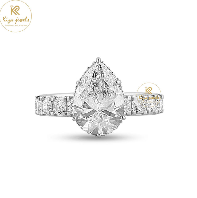 4.08 TDW Pear & Round Cut Diamond Halo Ring