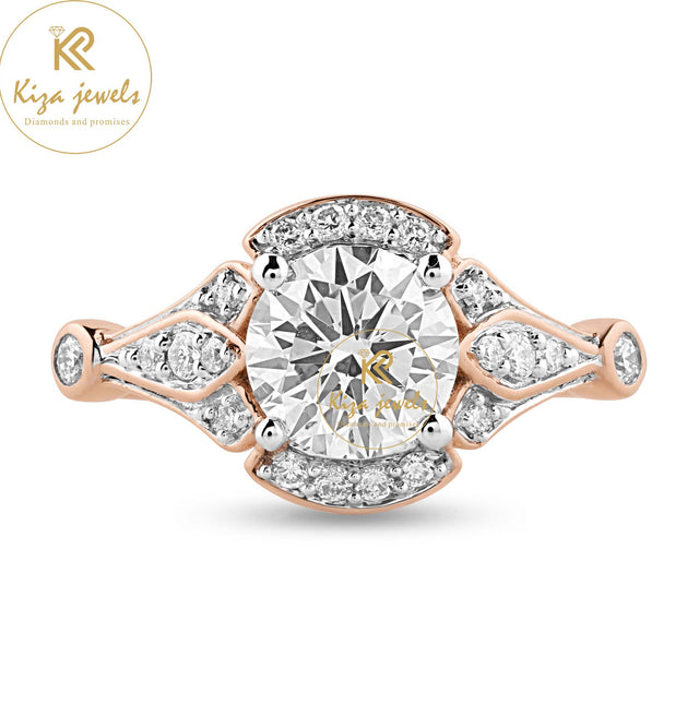 1.64 TDW Round Cut Women's Diamond Halo Ring