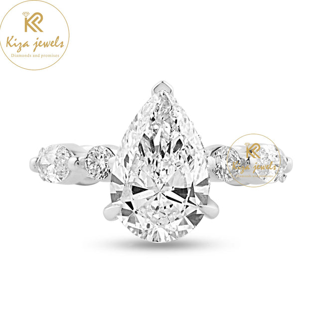 4.20 TDW Pear, Marquise & Round Cut Women's Hidden Halo Diamond Ring