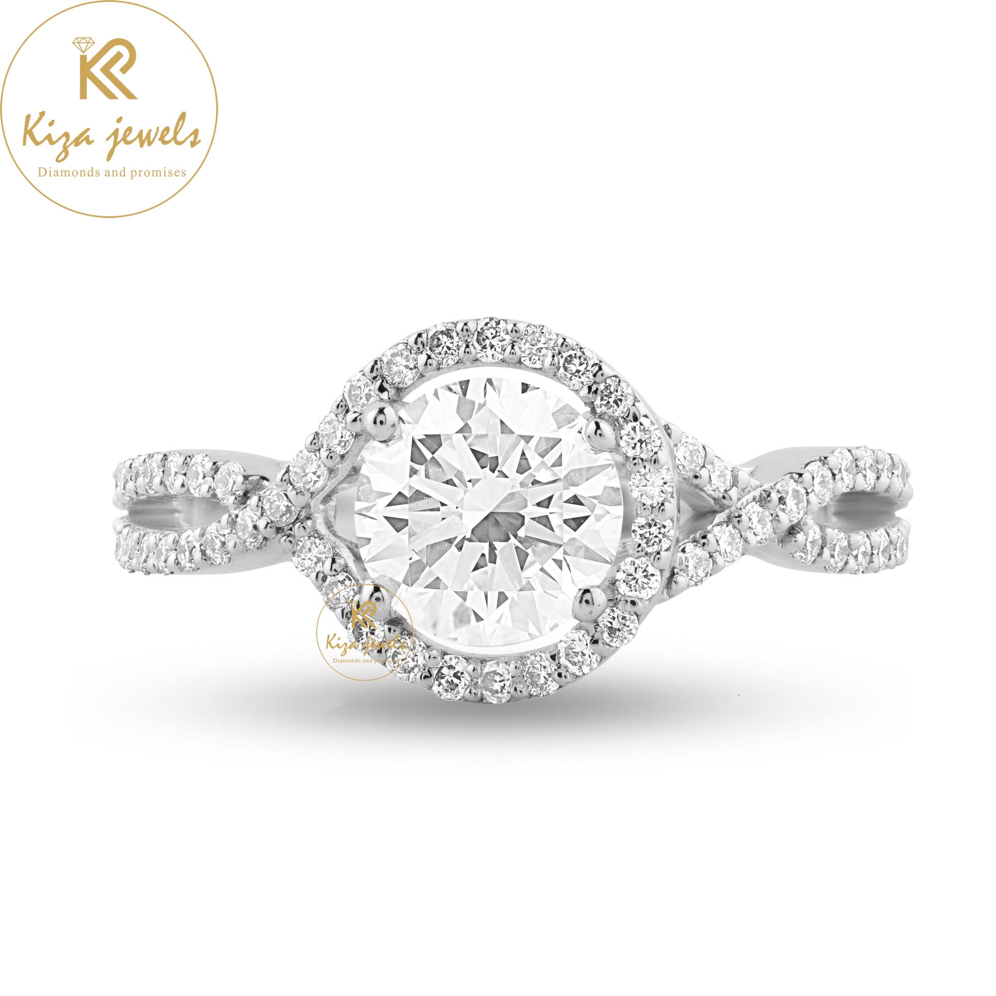 1.19 TDW Round Cut Women's Halo Diamond Ring