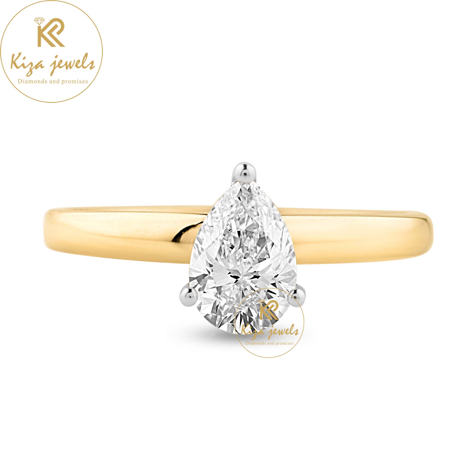 1.05 TDW Pear & Round Cut Women's Diamond Solitaire  Ring