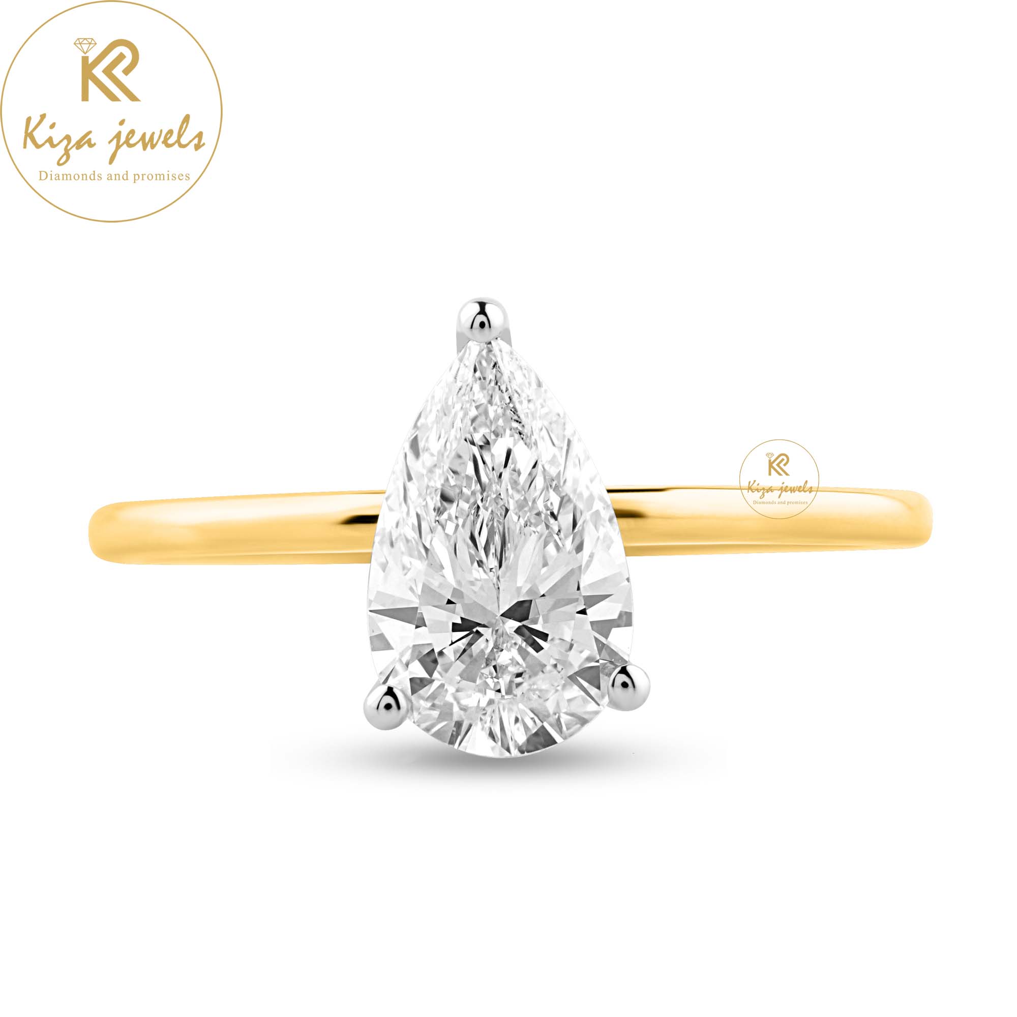 1.28 TDW Pear & Round Cut Diamond Halo Ring