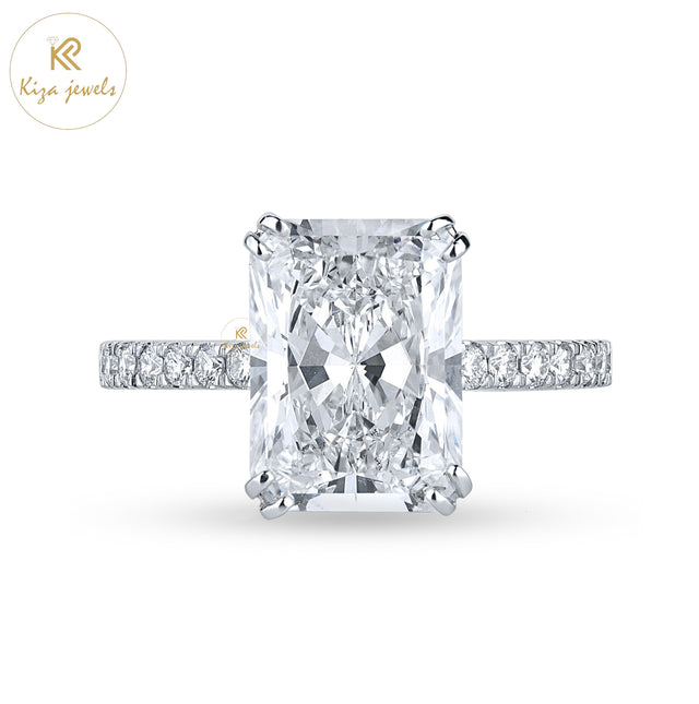 4.30 TDW Radiant Cut Diamond White Gold Hidden Halo Ring