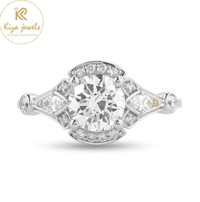 1.64 TDW Round Cut Women's Diamond Halo Ring