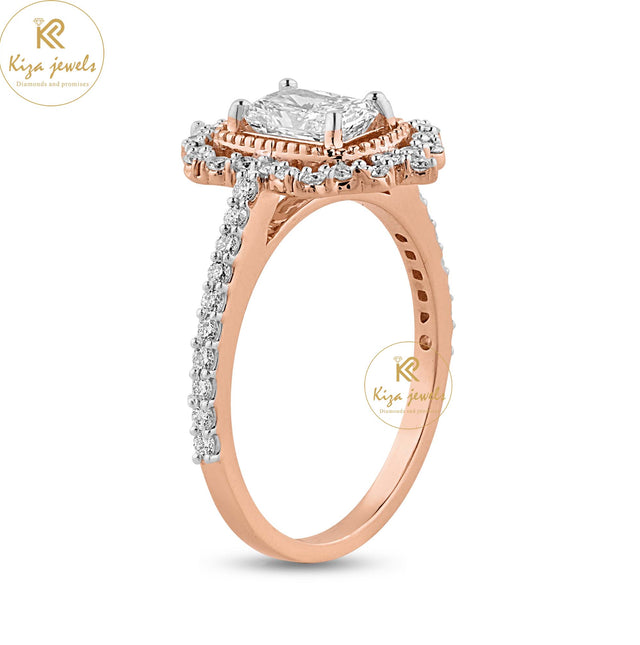 1.32 TDW Radiant & Round Cut Women's Diamond Halo Ring