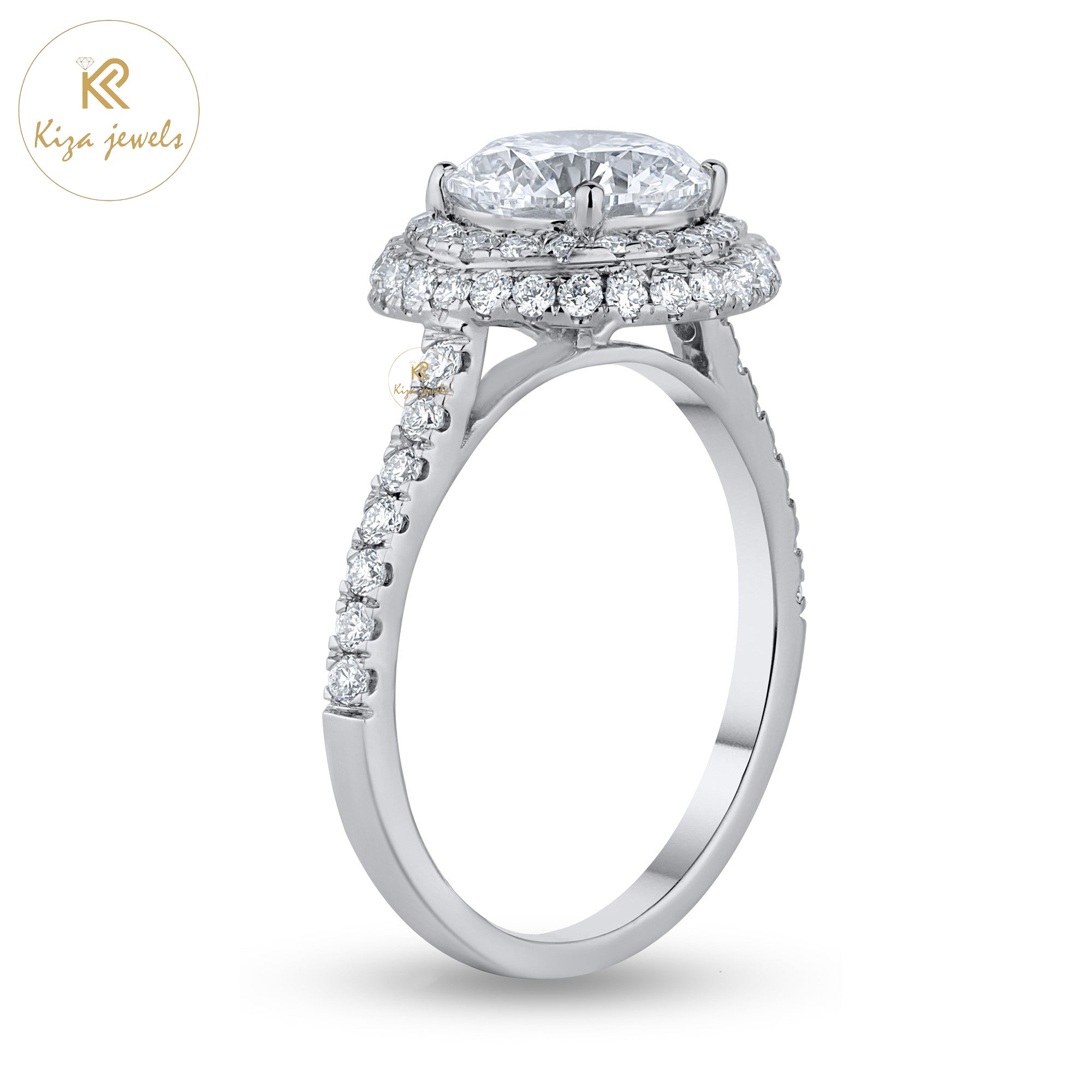 2.036 TDW Round Cut Women's Halo Diamond Ring