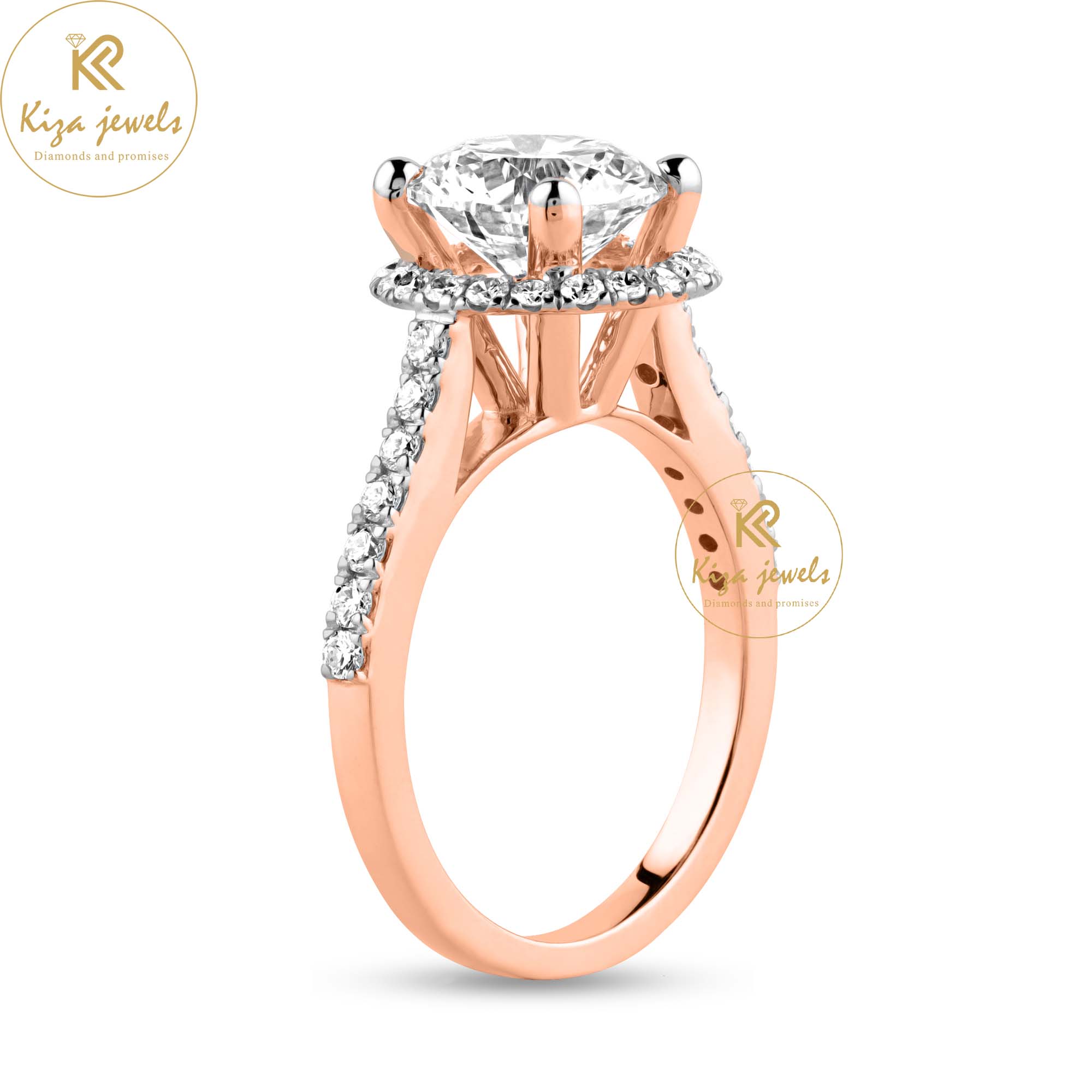 2.71 TDW Round Cut Women's Halo Diamond Ring