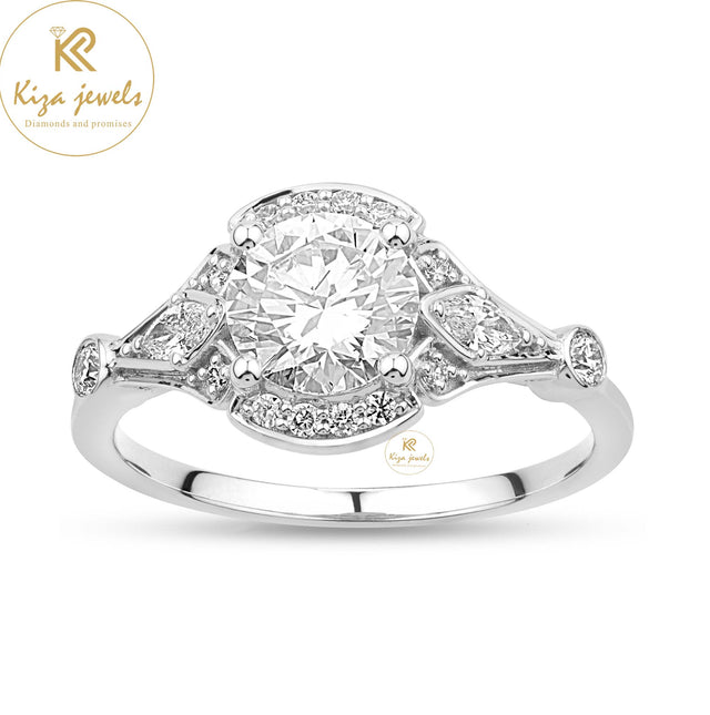 1.64 TDW Round Cut Women's Diamond Halo Ring