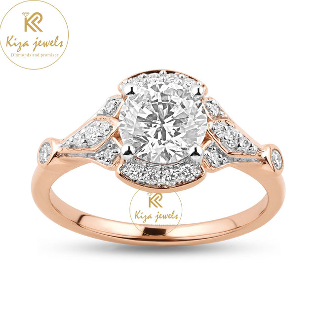 1.64 TDW Round Cut Women's Diamond Halo Ring