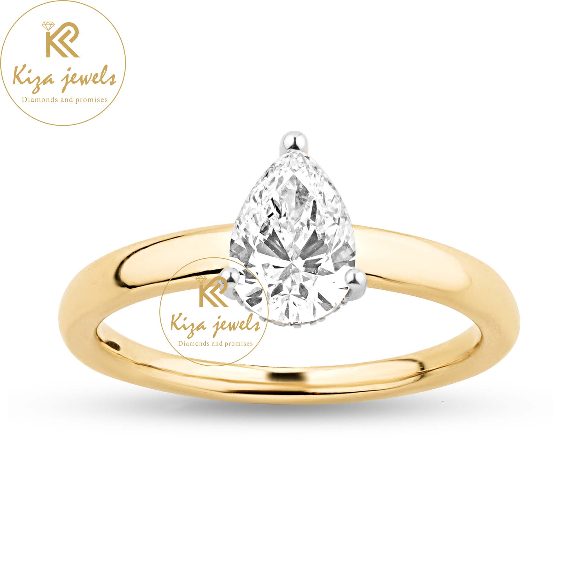 1.05 TDW Pear & Round Cut Women's Diamond Solitaire  Ring