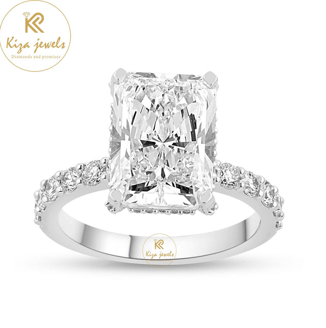 3.90 TDW Radiant & Round Cut Women's Hidden Halo Diamond Ring