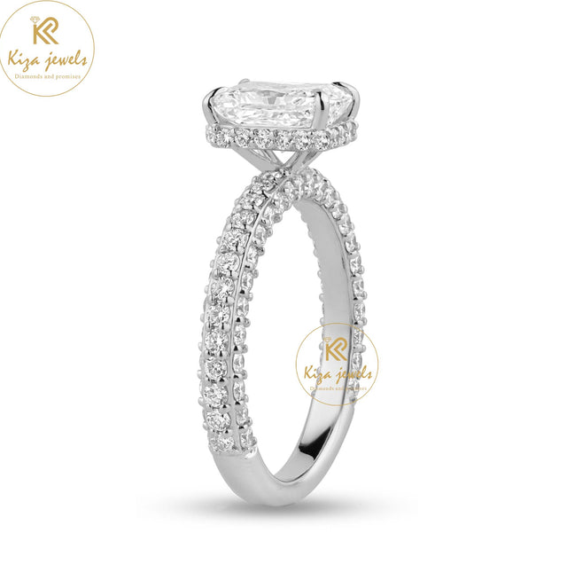 3.12 TDW Radiant & Round Cut Diamond Halo Ring