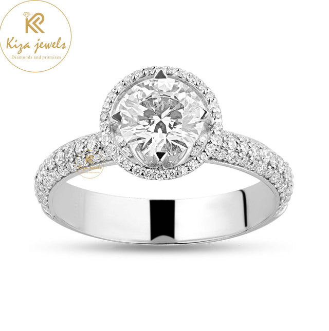 1.425 TDW Round Cut Women's Diamond Halo Ring