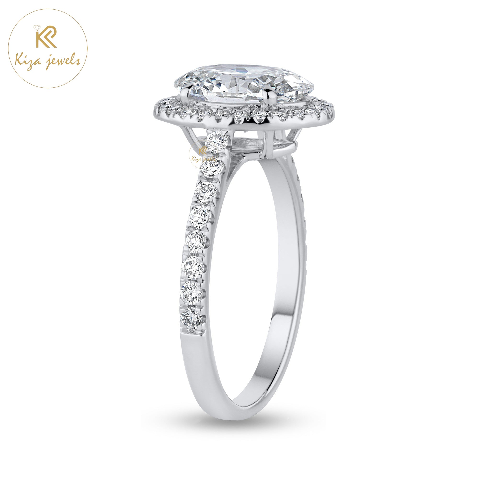 2.36 TDW Oval & Round Cut Women's Halo Diamond Ring