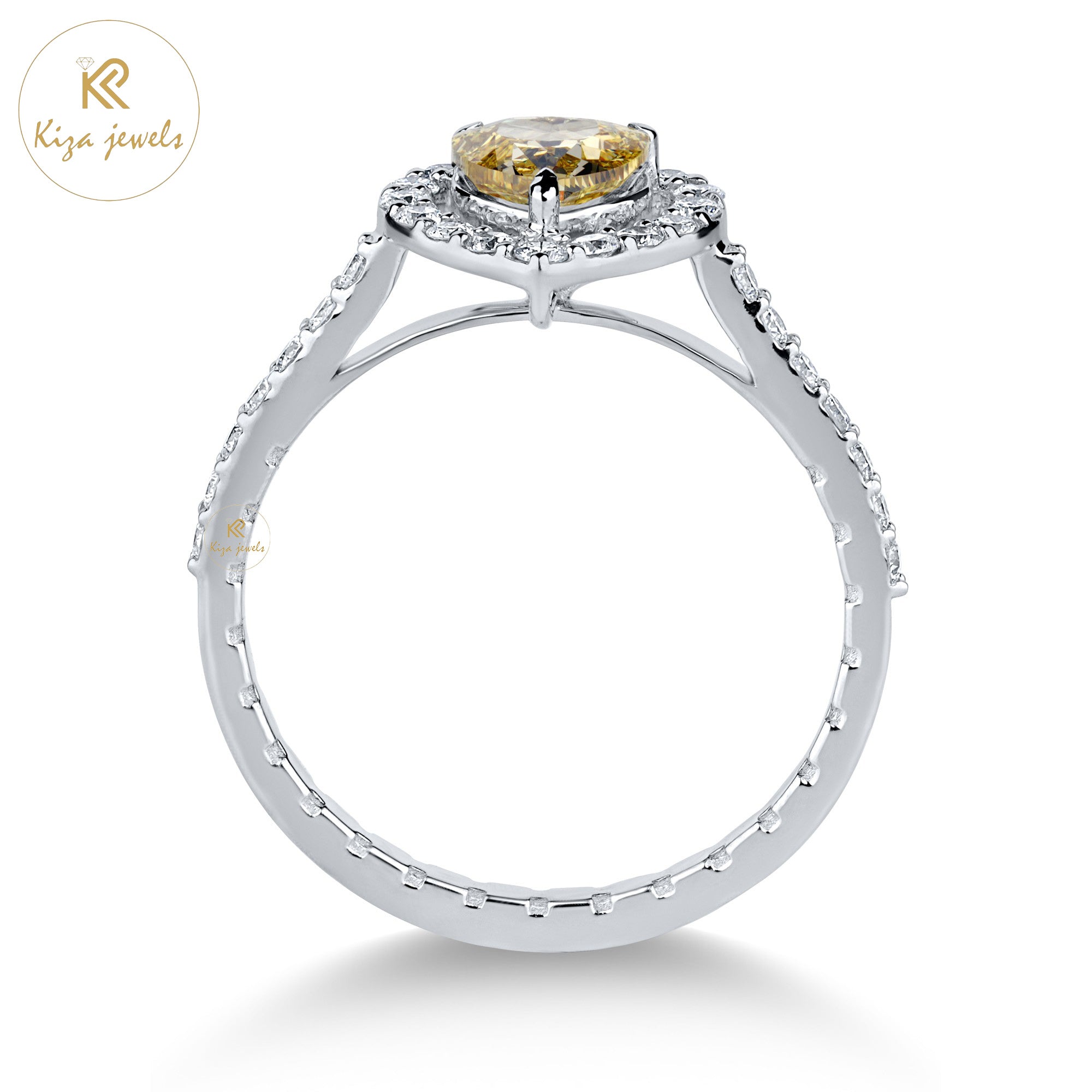 1.04 TDW Yellow Heart & Round Cut Women's Diamond Halo Ring