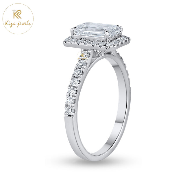 1.83 TDW Round & Emerald Cut Women's Halo Diamond Ring