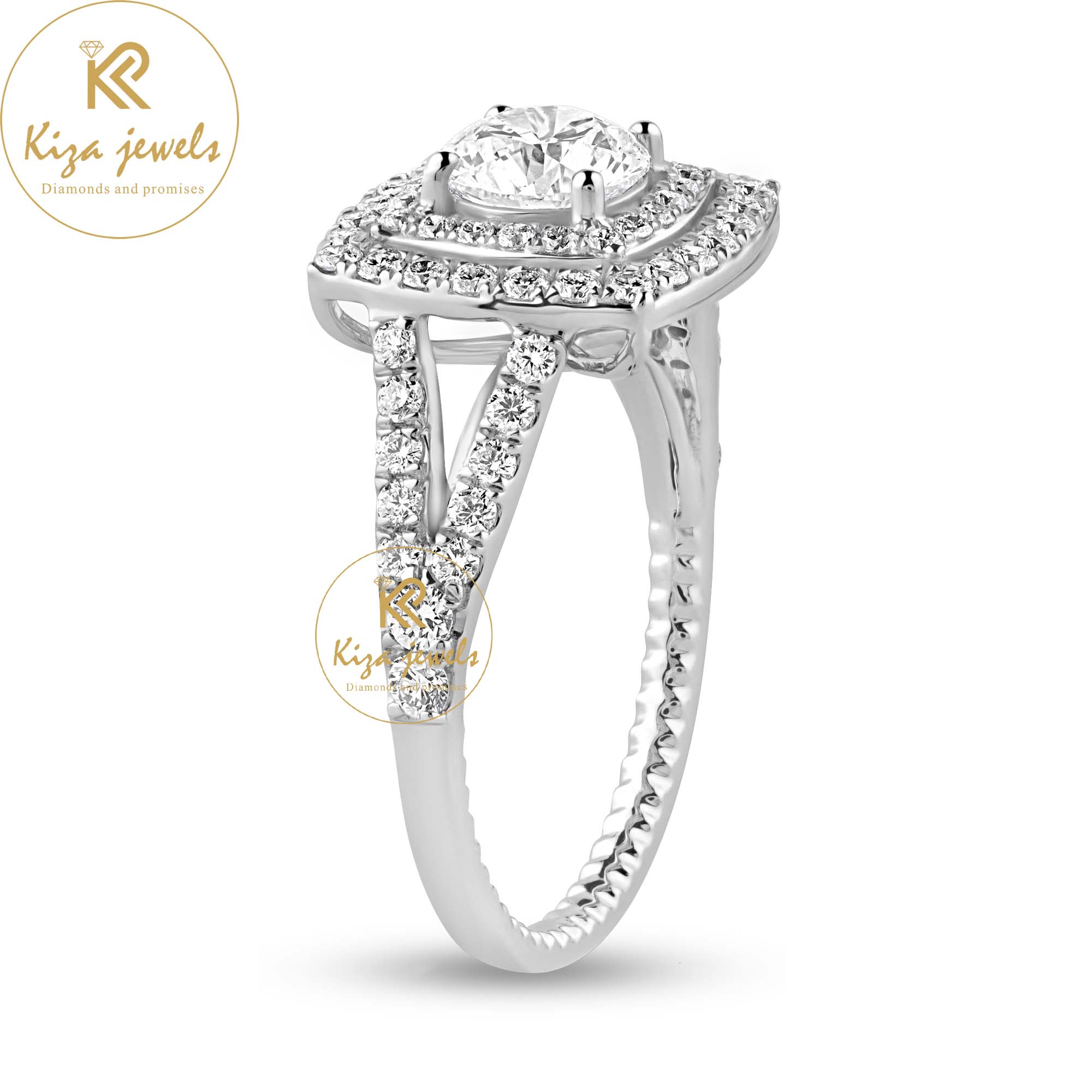 1.73 TDW Round Cut Diamond Halo Ring