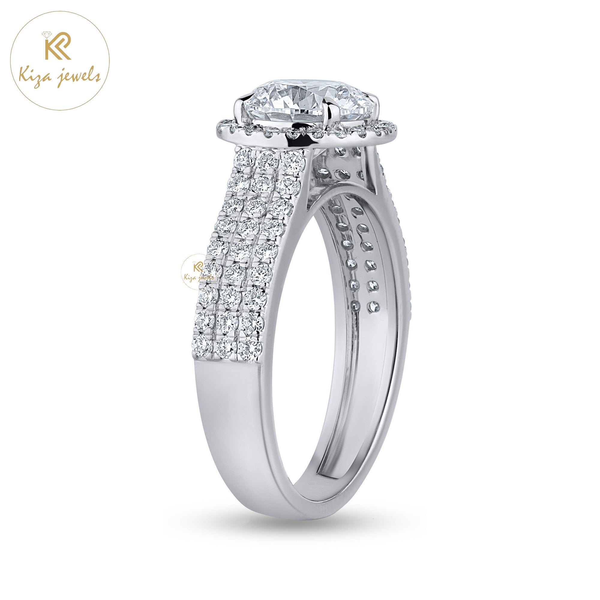 1.88 TDW Round Cut Women's Halo Diamond Ring