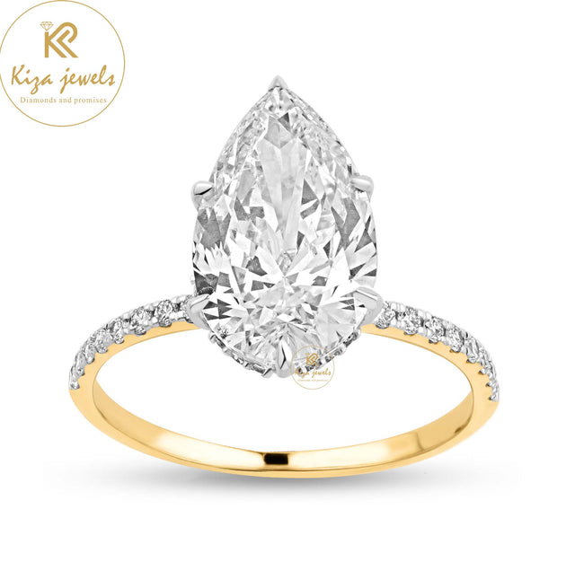 3.66 TDW Pear & Round Cut Diamond Women Halo Ring