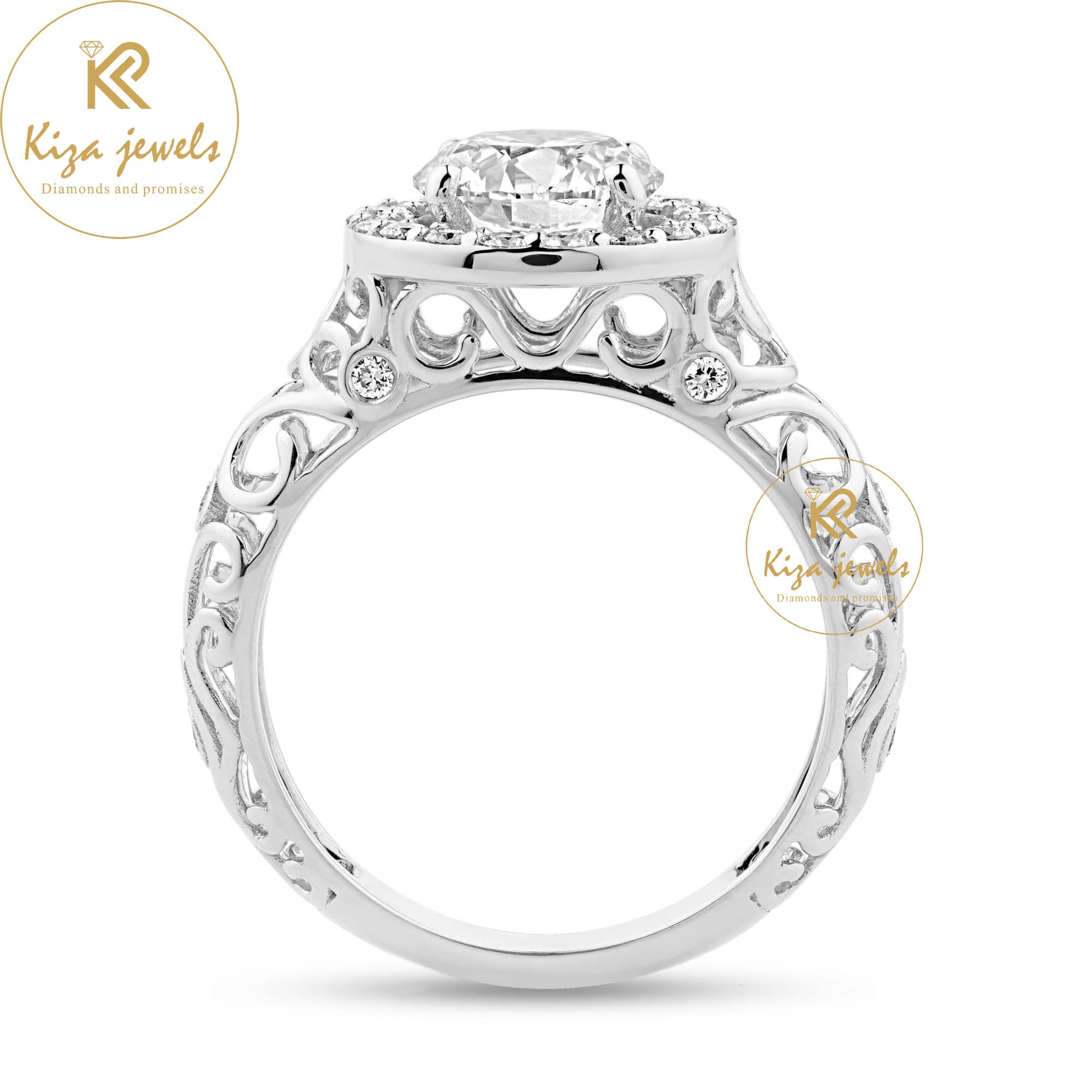 2.062 TDW Round Cut Women's Diamond Halo Ring