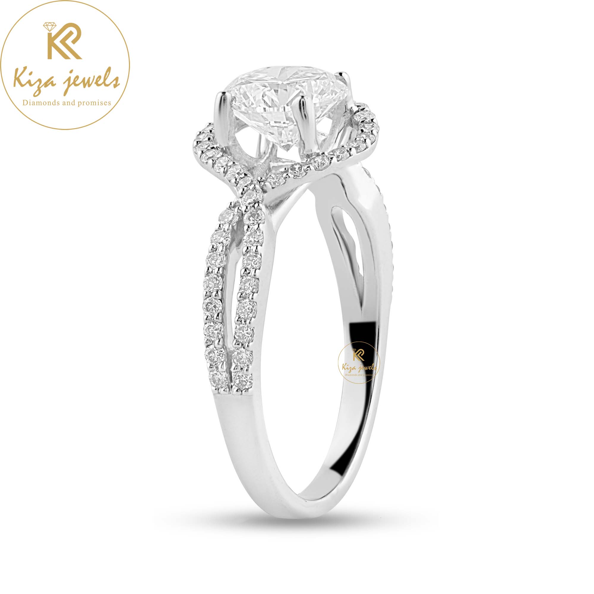 1.19 TDW Round Cut Women's Halo Diamond Ring