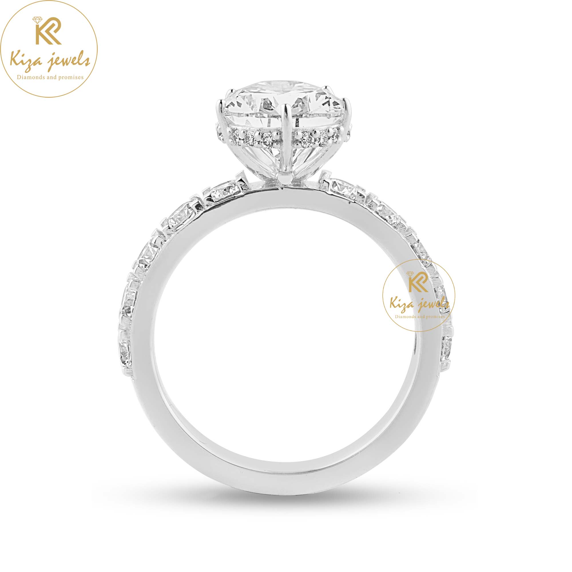 4.08 TDW Pear & Round Cut Diamond Halo Ring