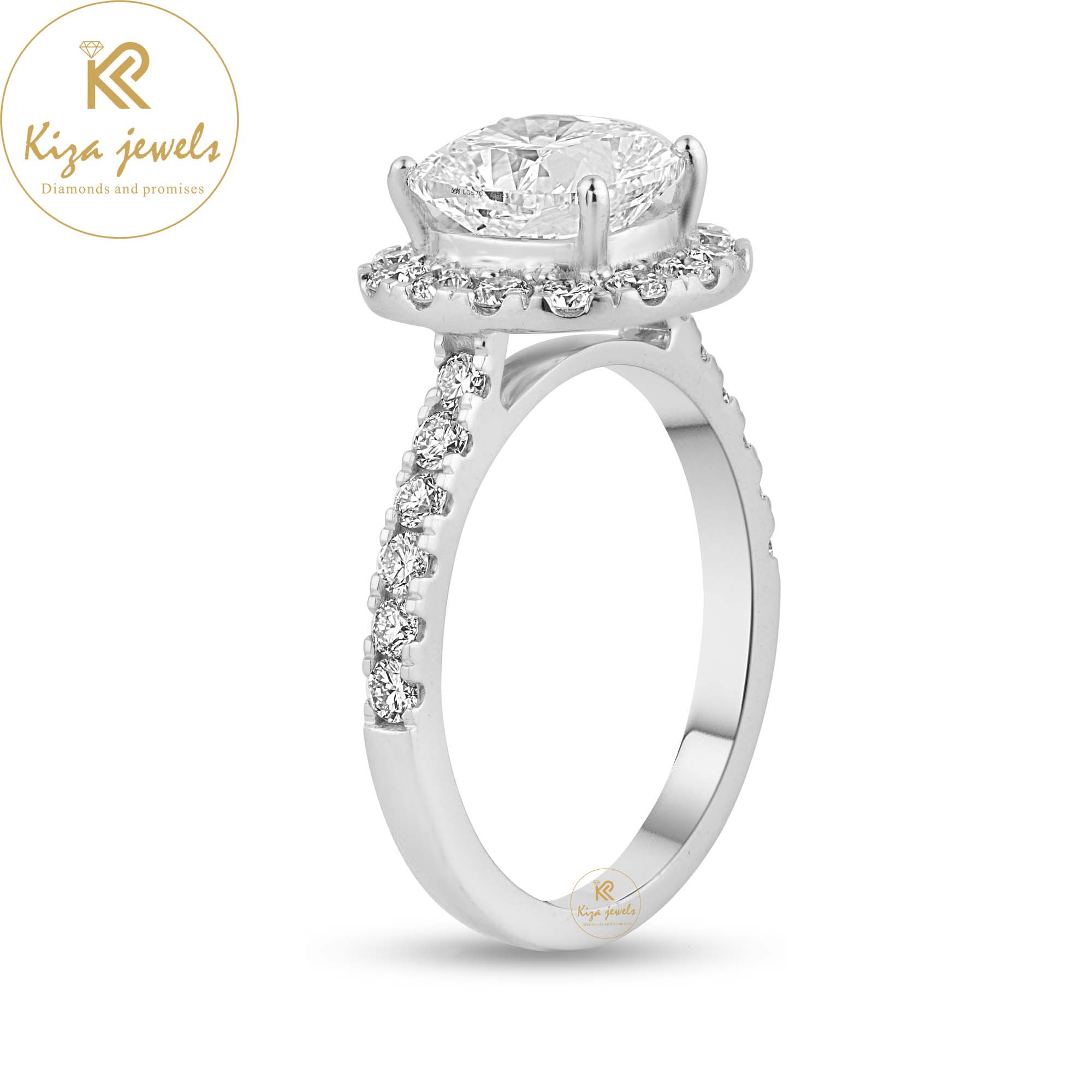 3.00 TDW Cushion & Round Cut Women's Halo Diamond Ring