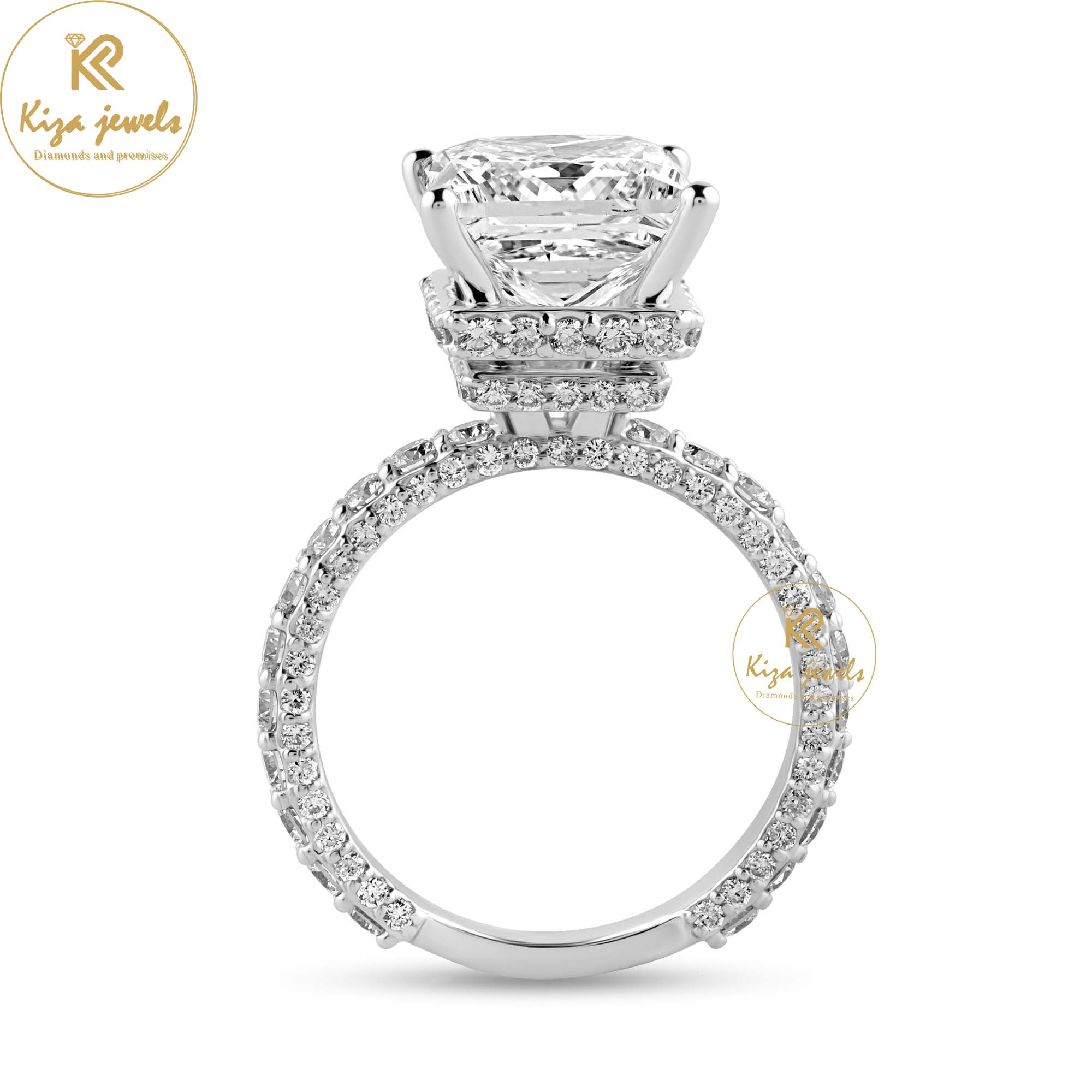 7.25 TDW Princess & Round Cut Diamond Halo Ring