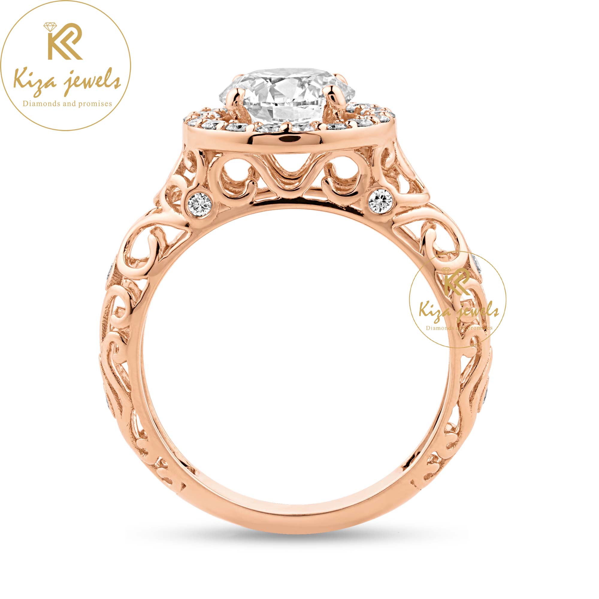 2.062 TDW Round Cut Women's Diamond Halo Ring