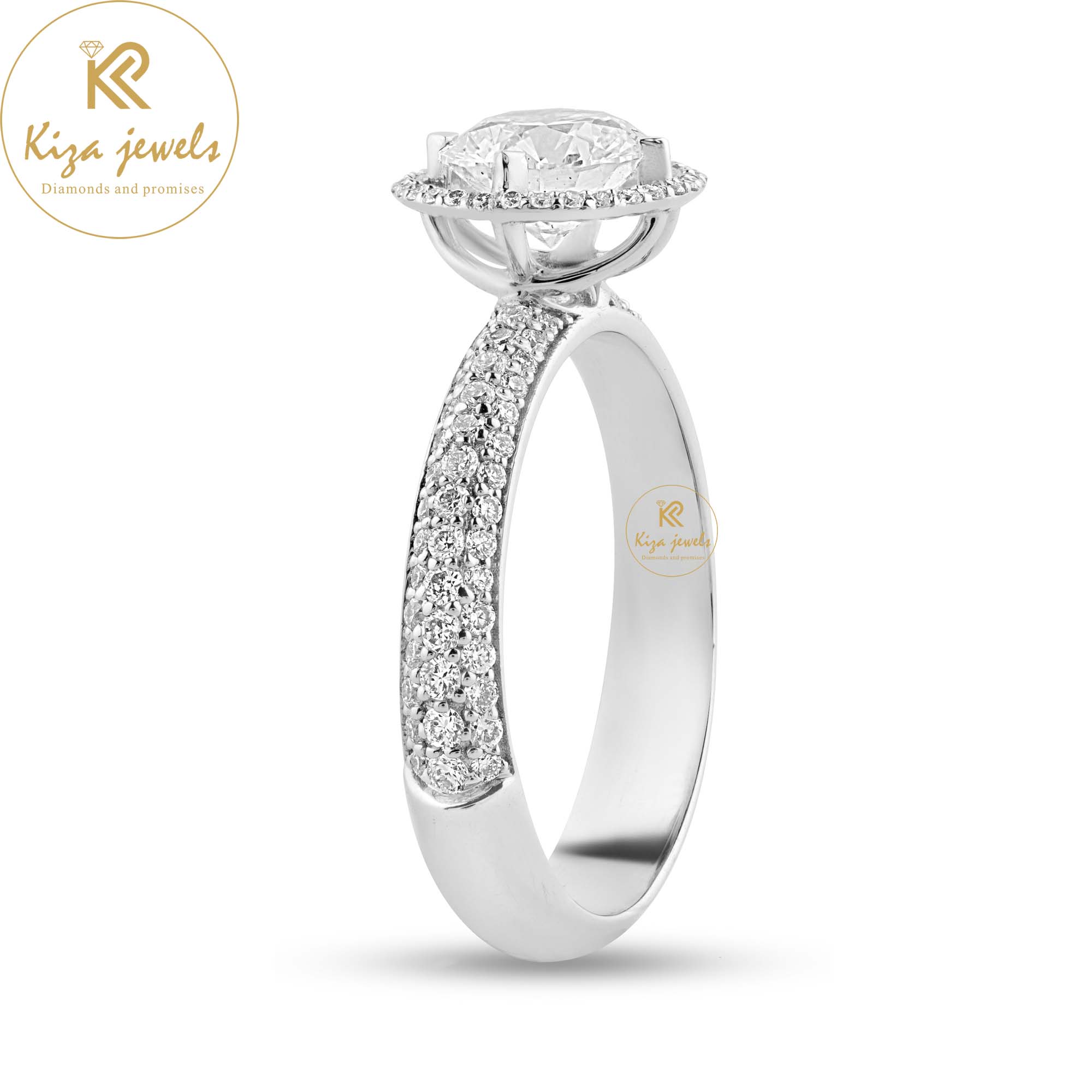 1.425 TDW Round Cut Women's Diamond Halo Ring