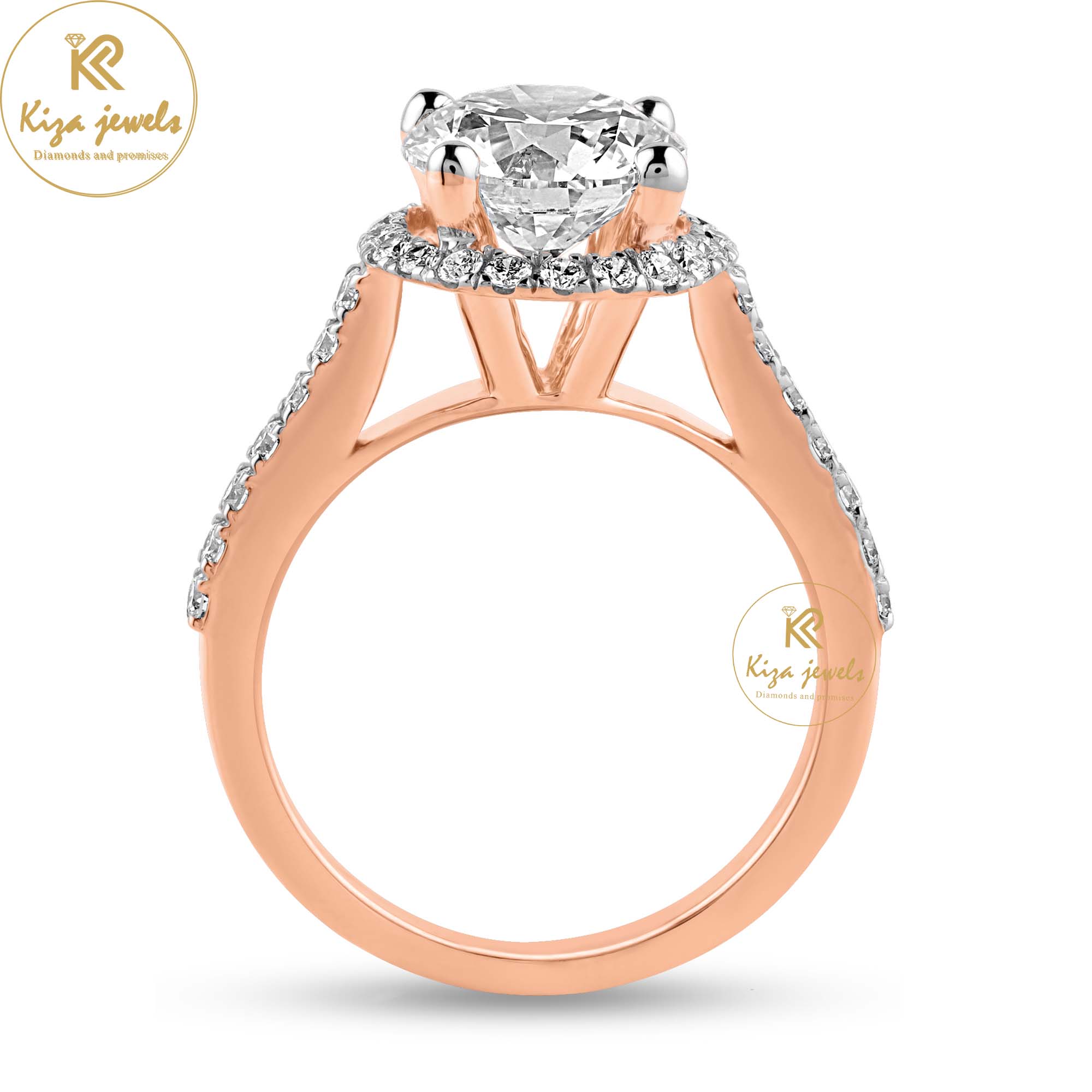 2.71 TDW Round Cut Women's Halo Diamond Ring