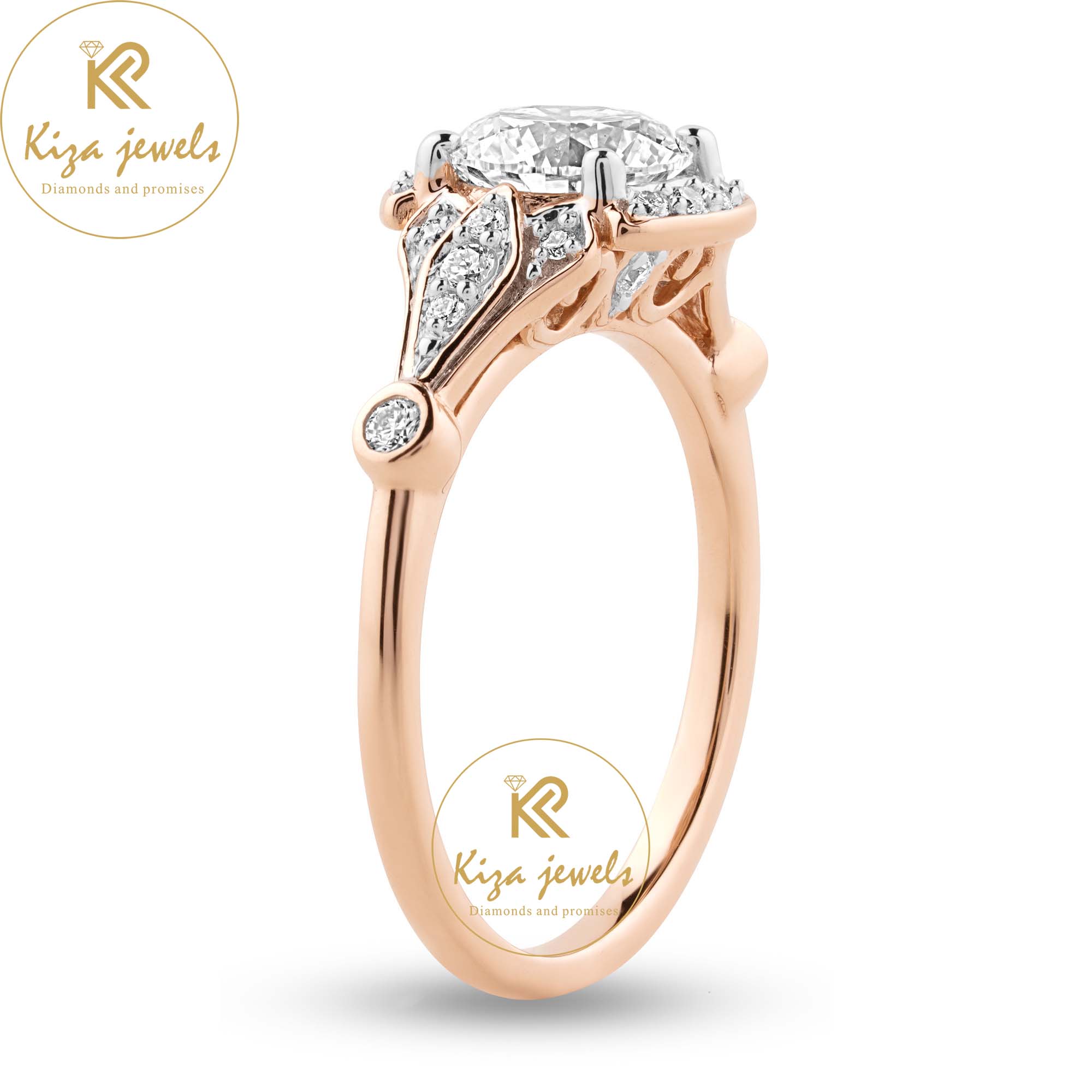 1.64 TDW Round Cut Women's Diamond Halo Ring