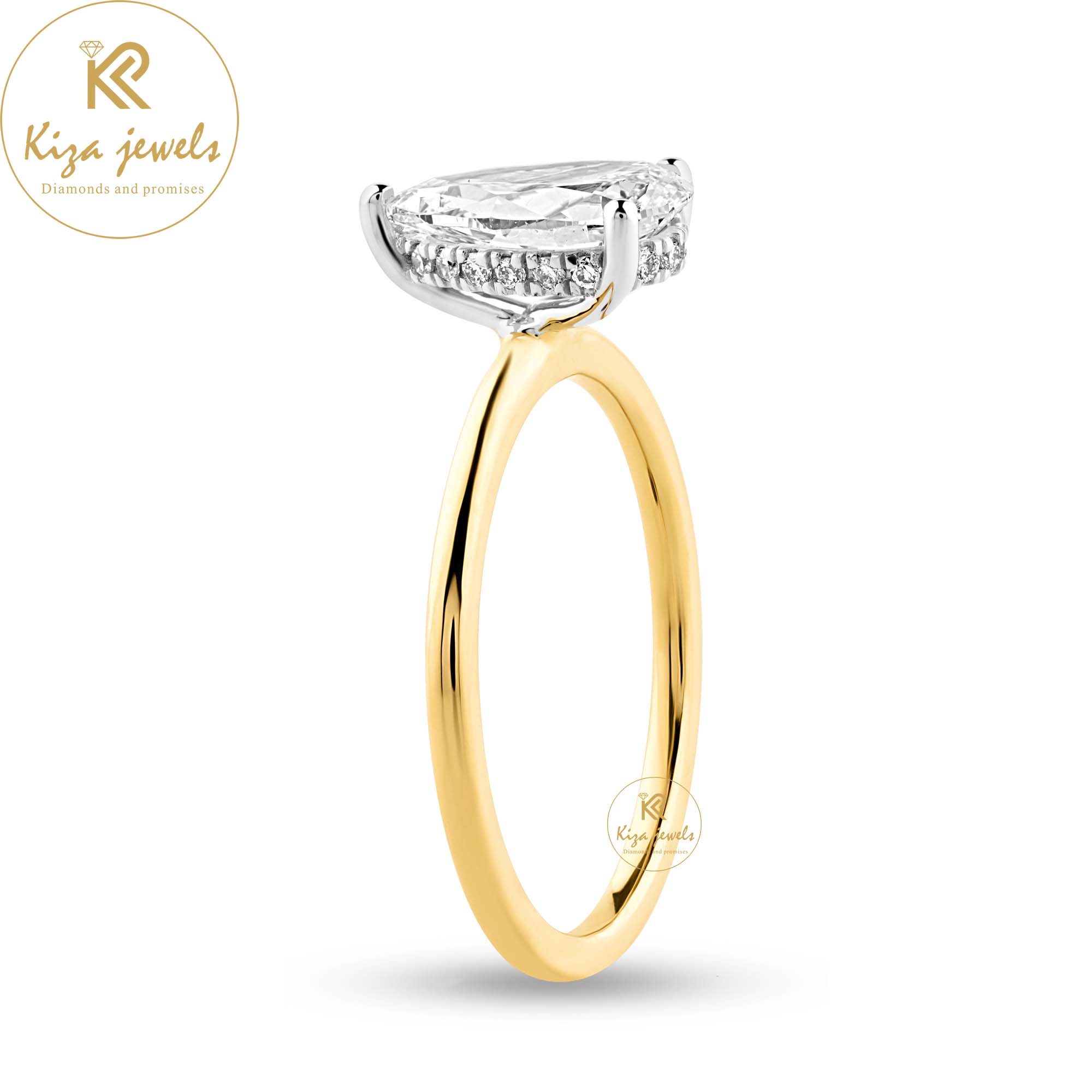 1.28 TDW Pear & Round Cut Diamond Halo Ring