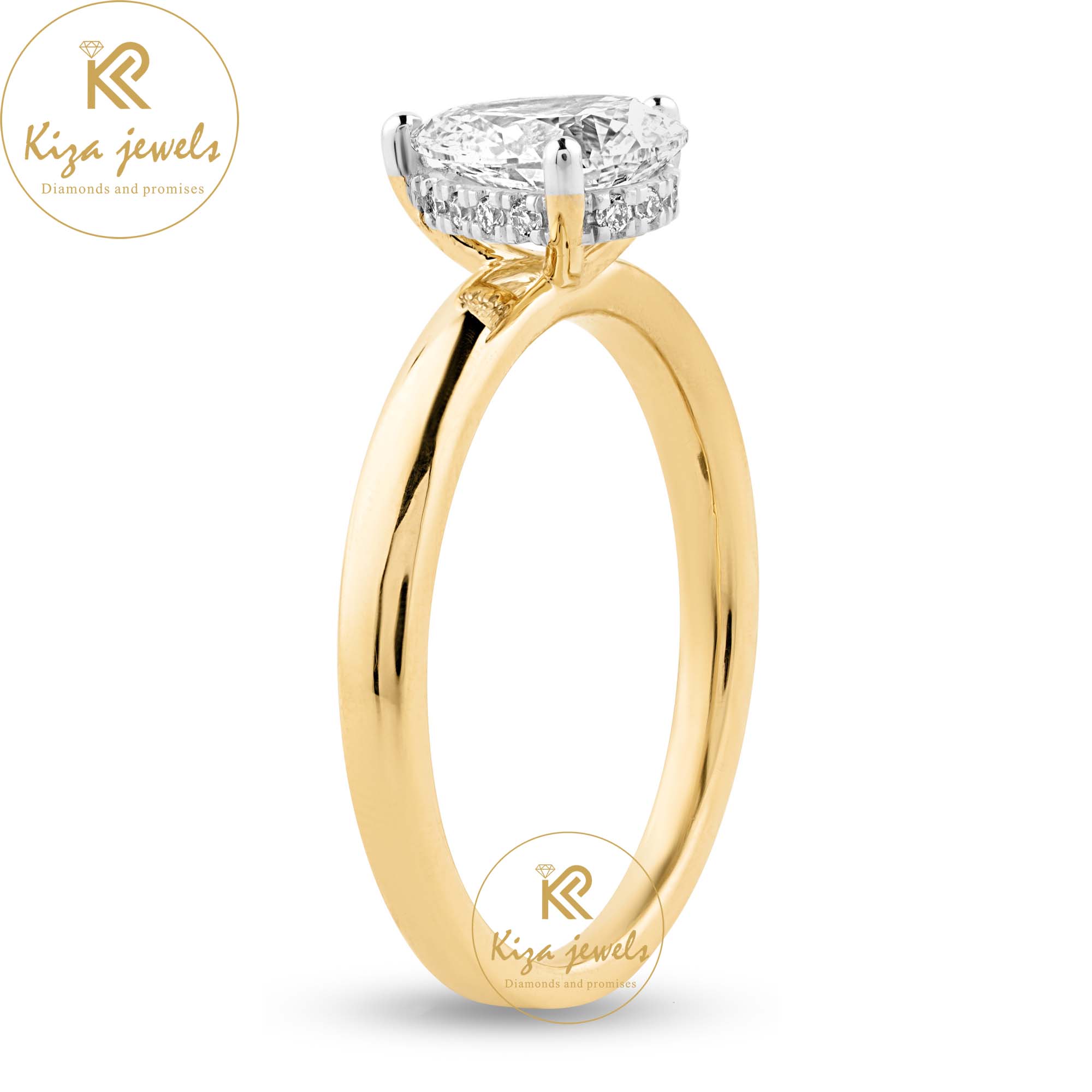 1.05 TDW Pear & Round Cut Women's Diamond Solitaire  Ring