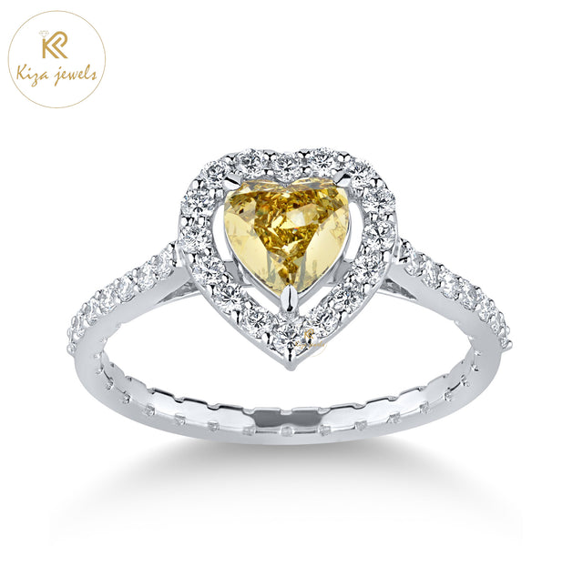 1.04 TDW Yellow Heart & Round Cut Women's Diamond Halo Ring