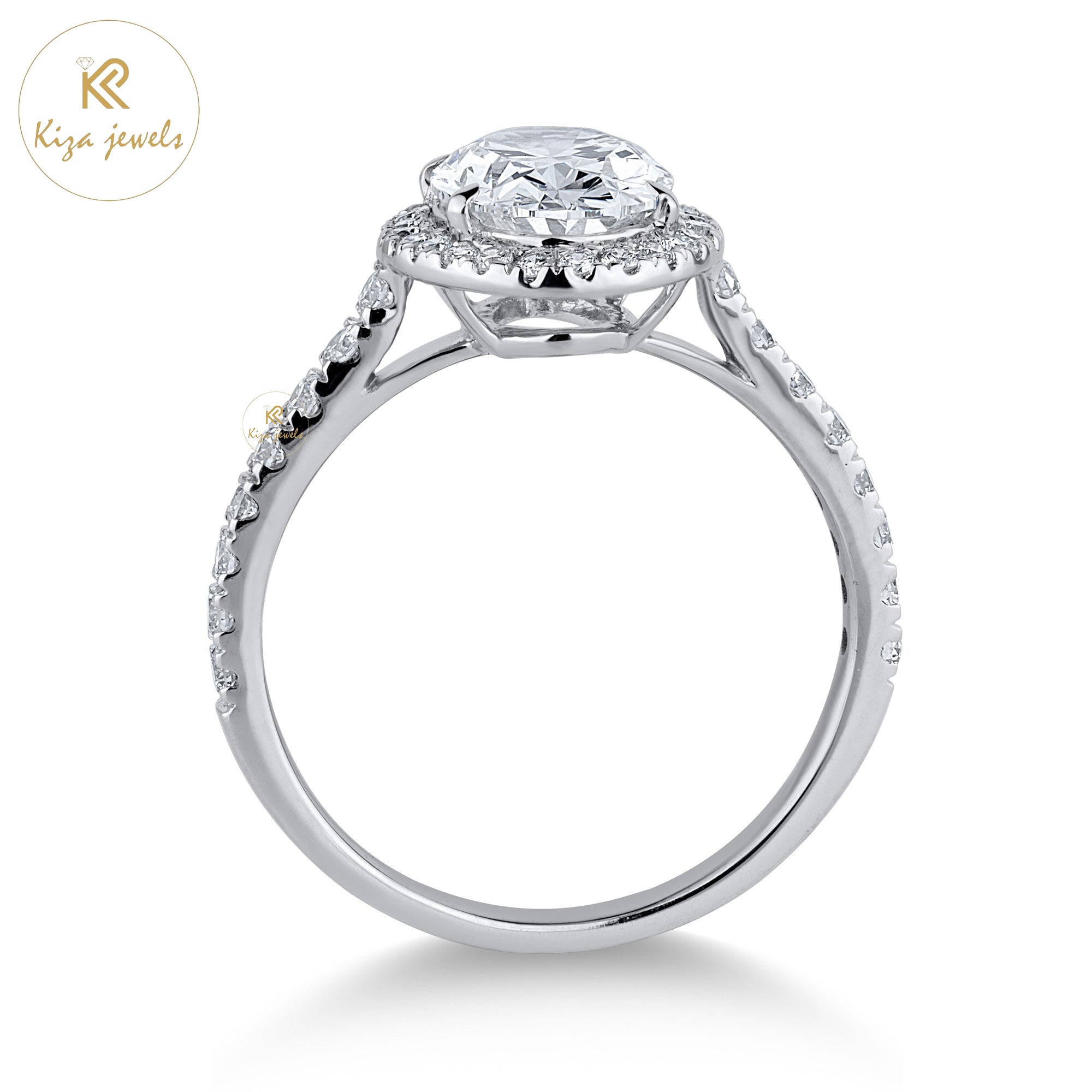 2.36 TDW Oval & Round Cut Women's Halo Diamond Ring