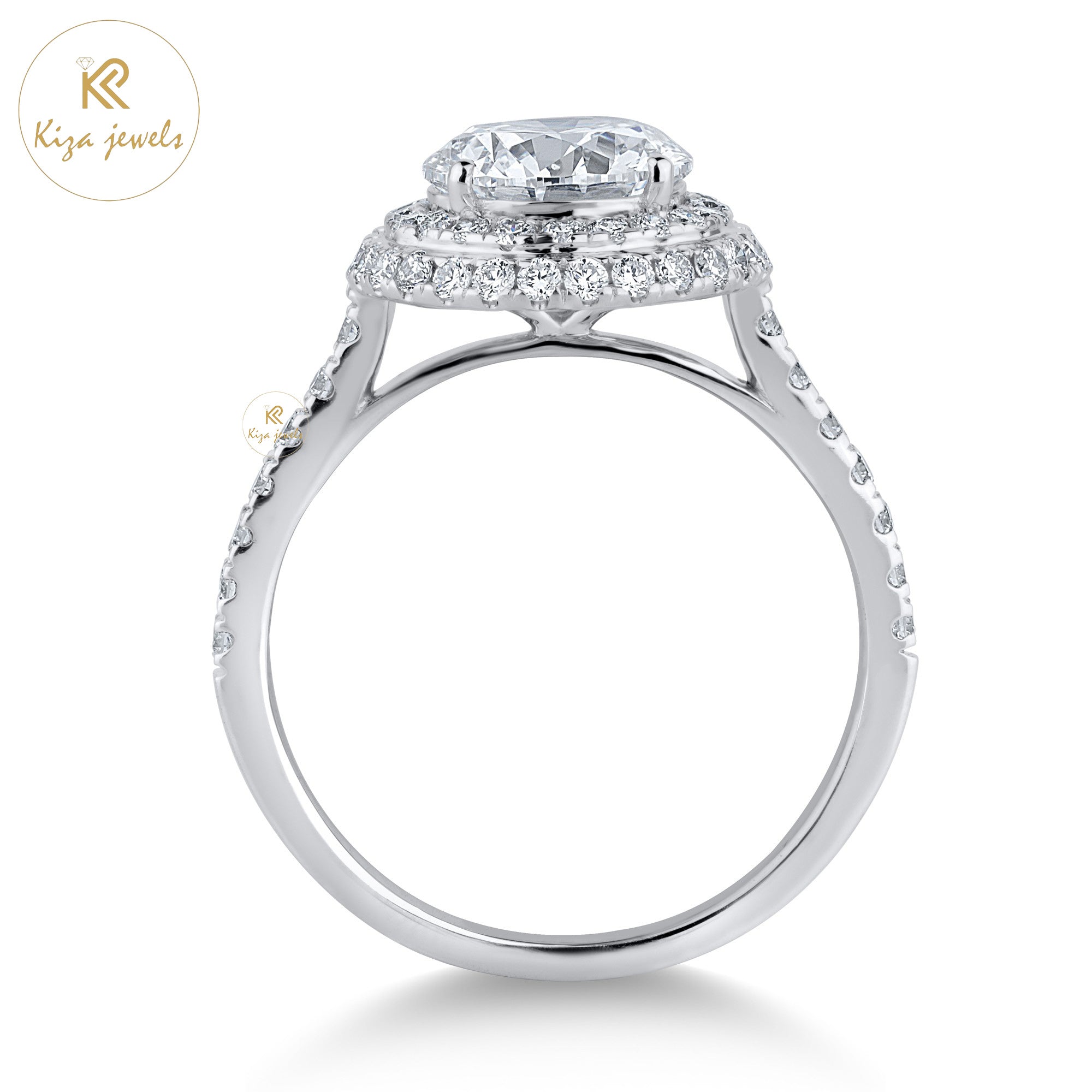 2.036 TDW Round Cut Women's Halo Diamond Ring