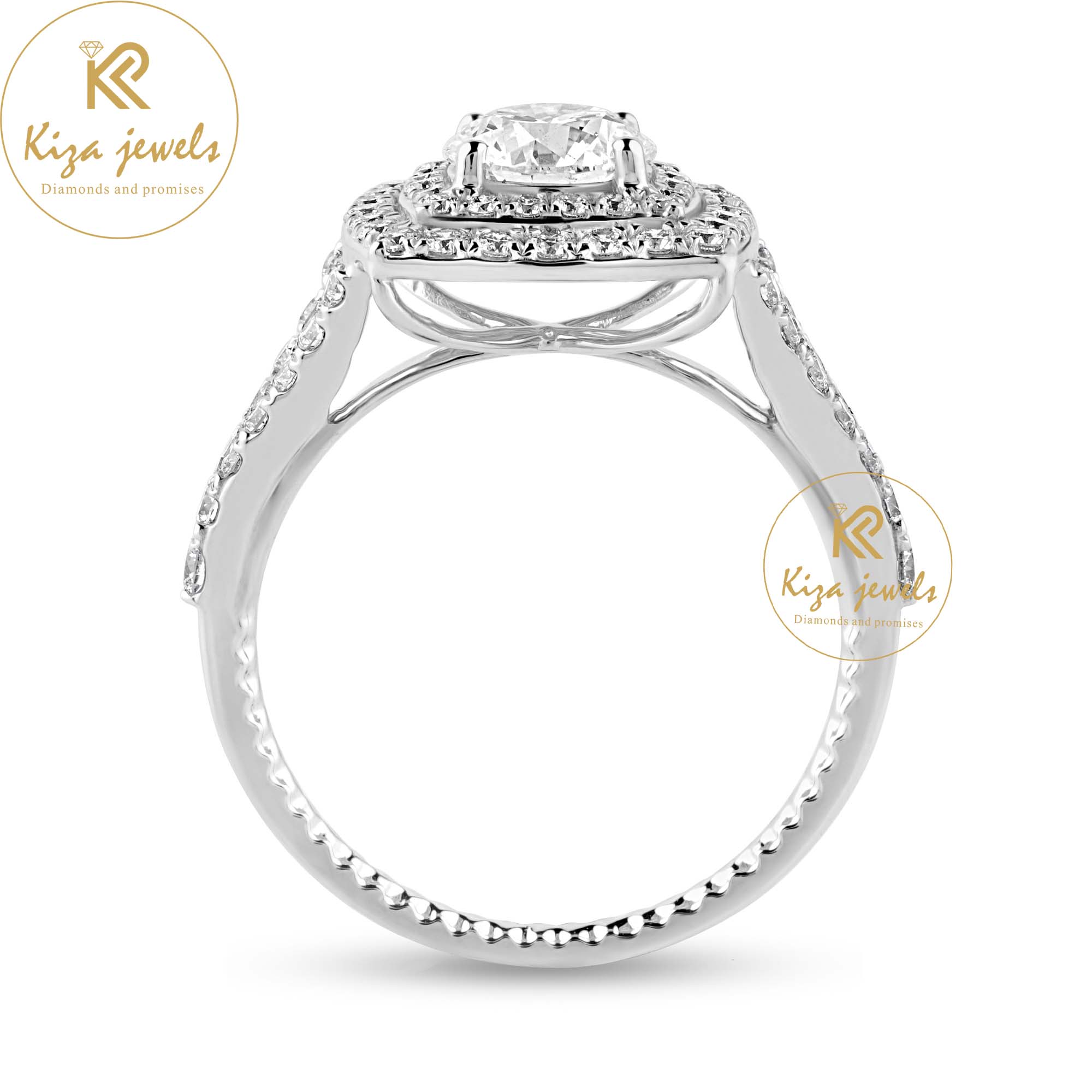 1.73 TDW Round Cut Diamond Halo Ring