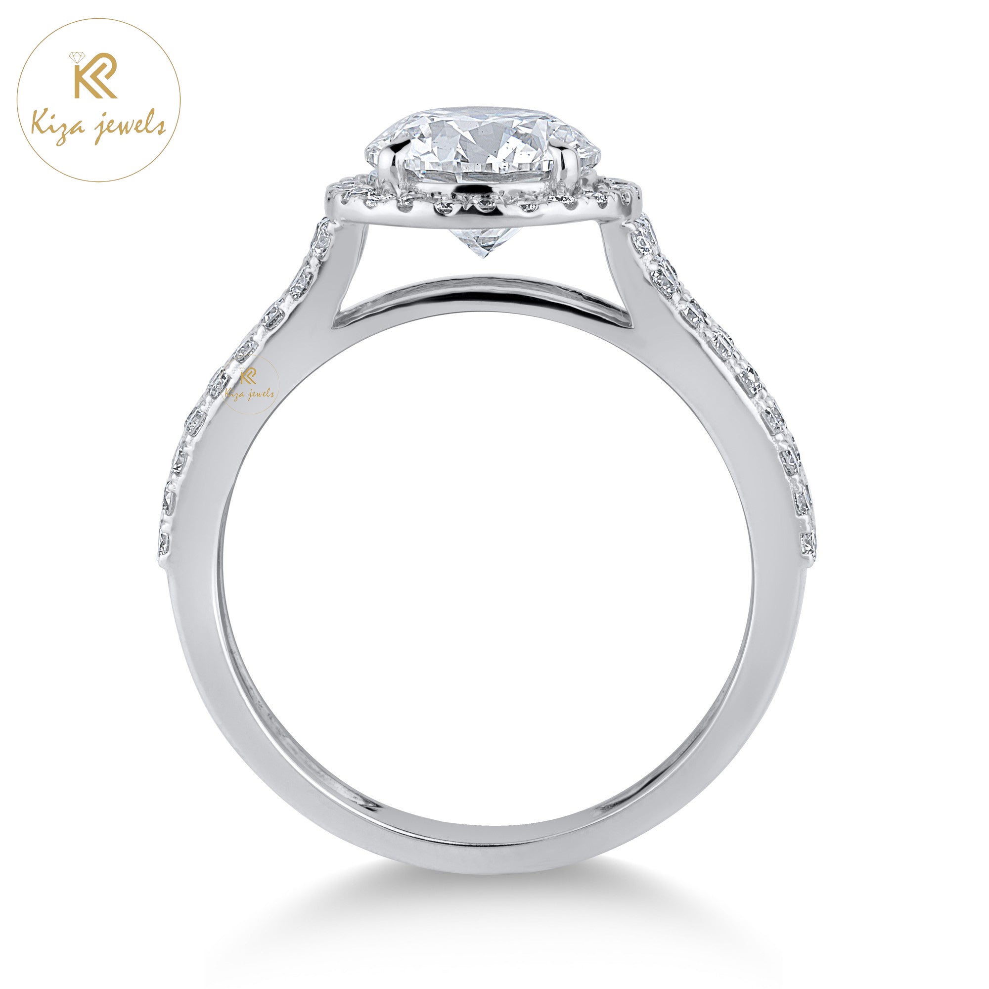 1.88 TDW Round Cut Women's Halo Diamond Ring