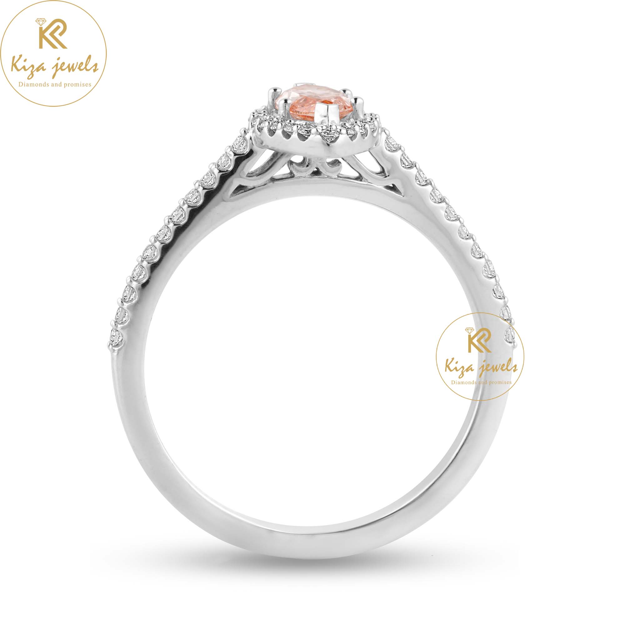 0.92 TDW Round & Marquise Cut Diamond Halo Ring