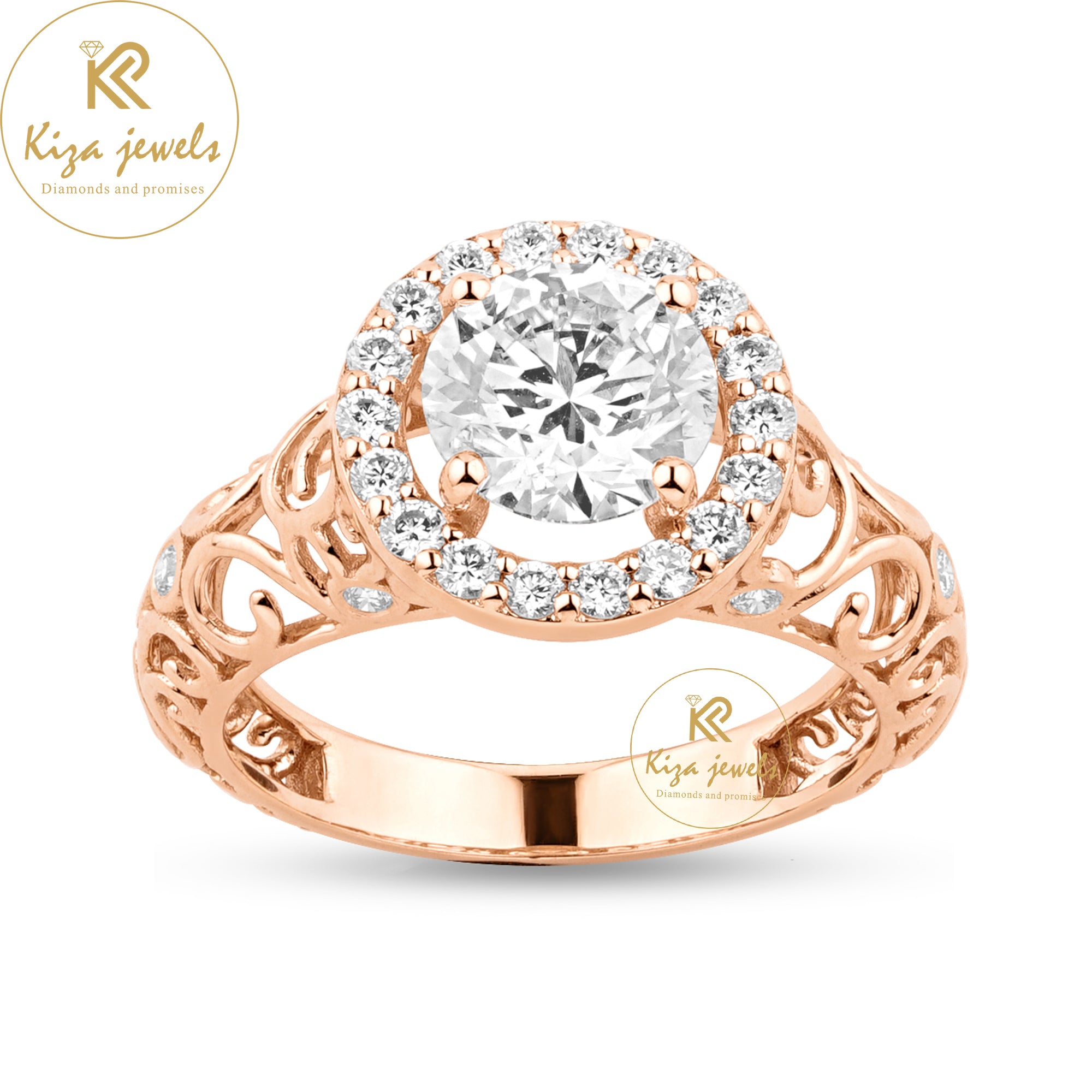 2.062 TDW Round Cut Women's Diamond Halo Ring