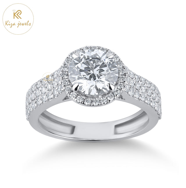 1.88 TDW Round Cut Women's Halo Diamond Ring