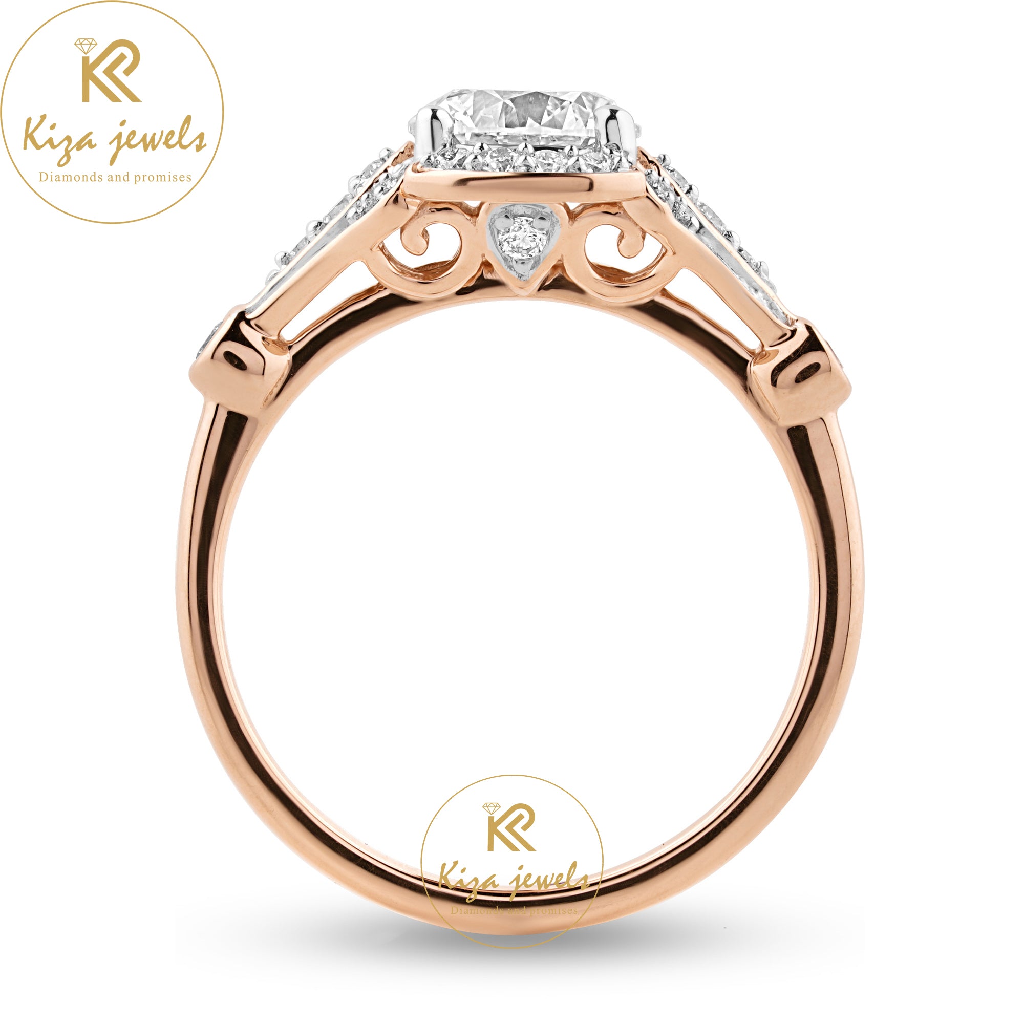 1.64 TDW Round Cut Women's Diamond Halo Ring