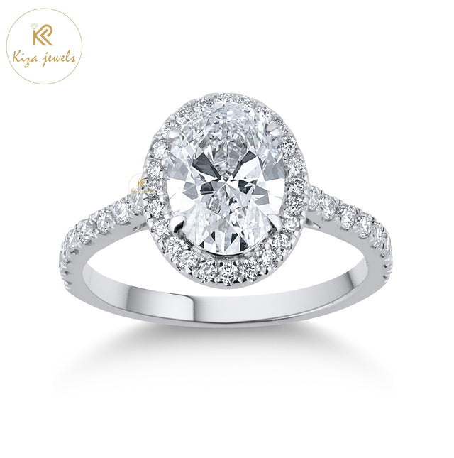 2.36 TDW Oval & Round Cut Women's Halo Diamond Ring