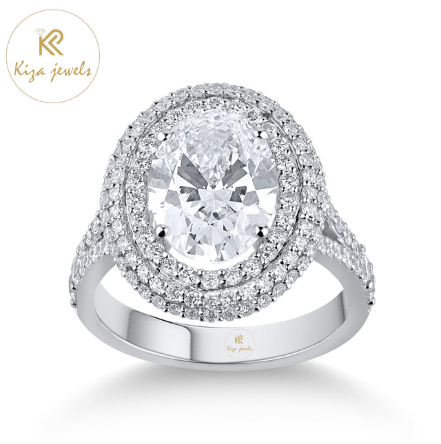 3.17 TDW Oval & Round Cut Diamond Women's Halo Ring