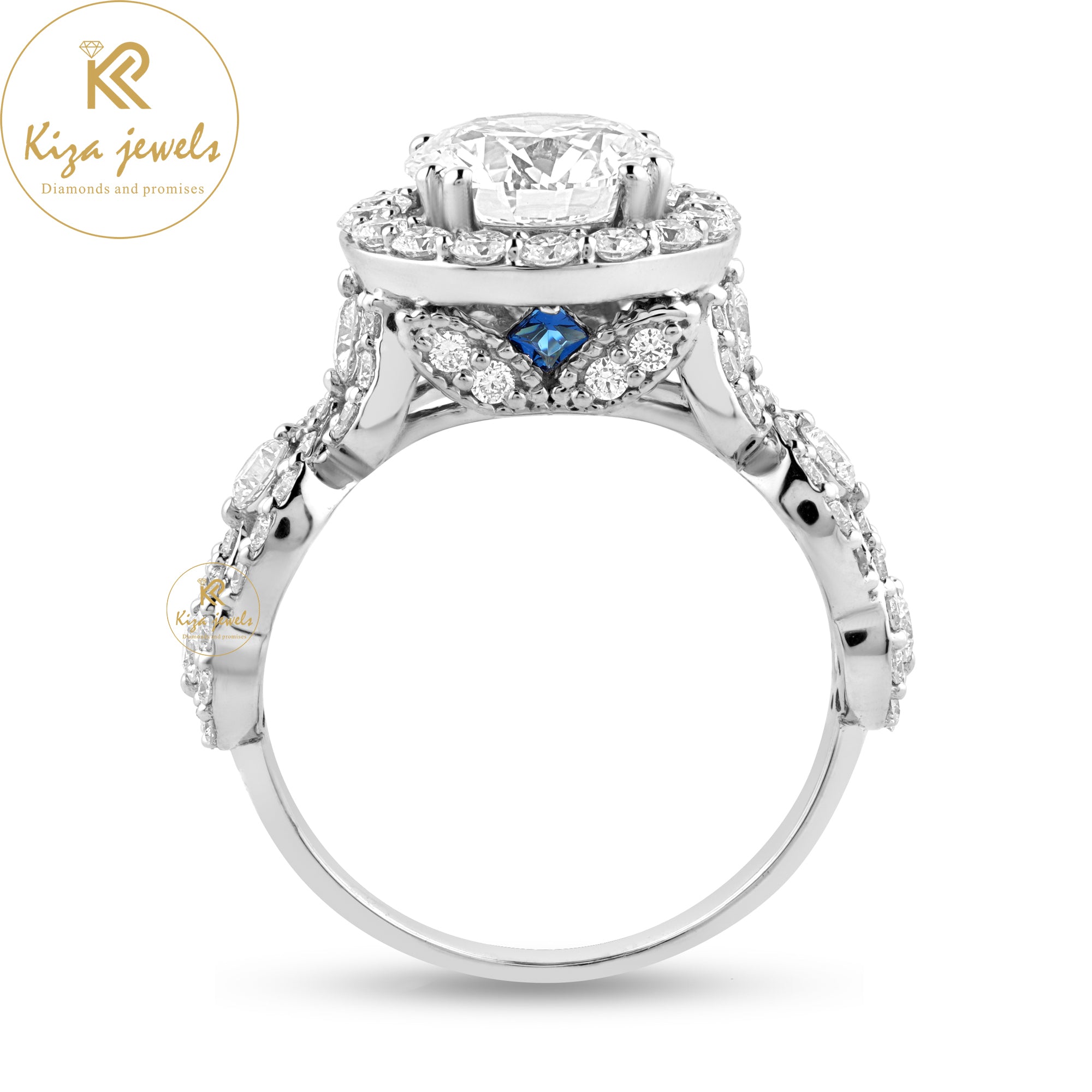 3.26 TDW Round Cut Diamond Halo Ring