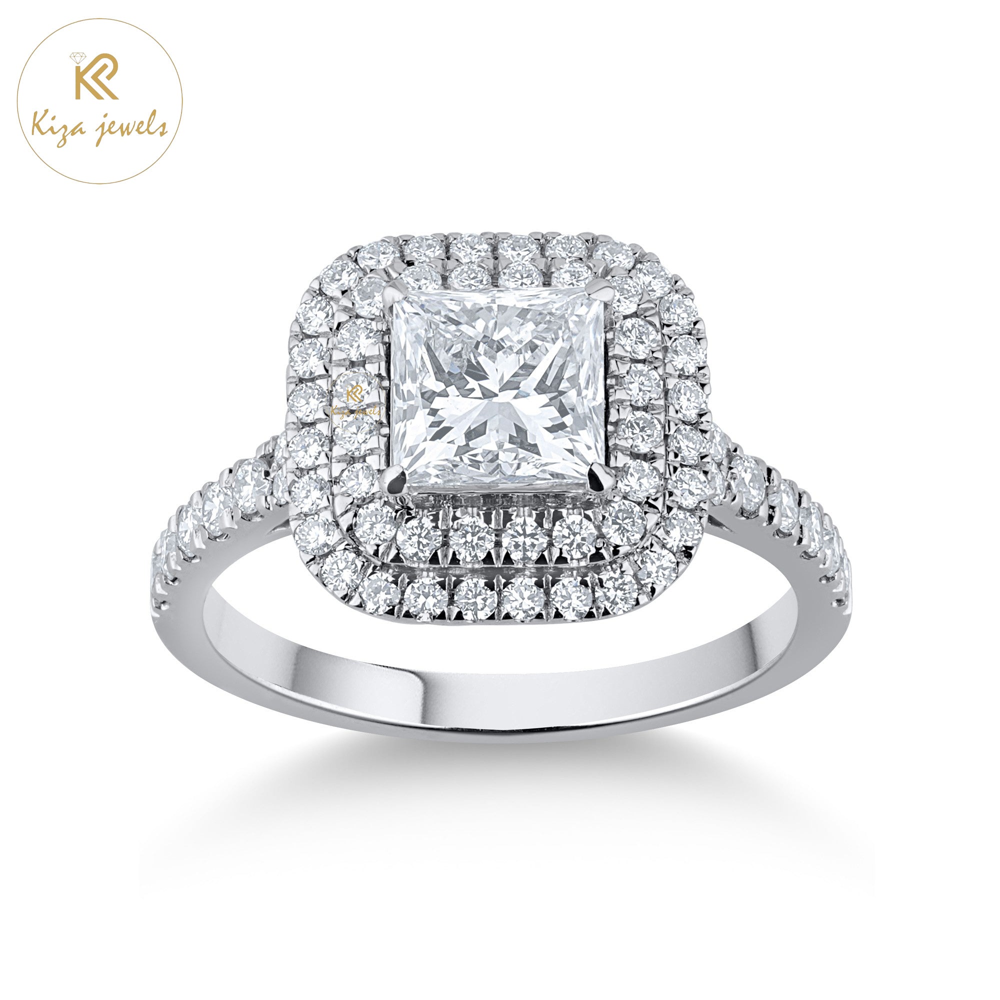 1.40 TDW Round & Princess Cut Women's Engagement Diamond Ring